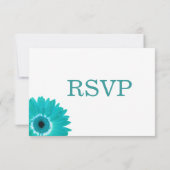 Aquamarin türkise Aqua Daisy Wedding RSVP Cards (Rückseite)