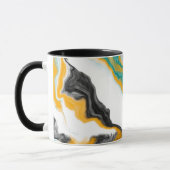 Aquamarin, türkisfarben, goldgelb, weißes Marmorfl Tasse (Links)