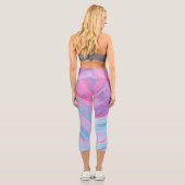 Aquamarin, türkisfarben, rosa, Abstrakte Hochwaikk Capri Leggings (Rückseite)