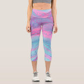 Aquamarin, türkisfarben, rosa, Abstrakte Hochwaikk Capri Leggings (Vorderseite)