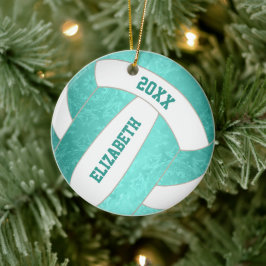 aquamarin türkisfarbener, gürtlicher Volleyball Keramik Ornament