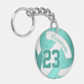 aquamarin türkisfarbener, gürtlicher Volleyball Schlüsselanhänger (Vorderseite links)