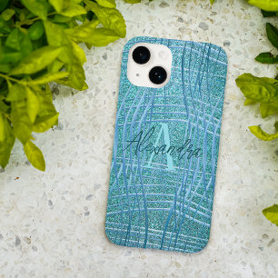 Aquamarin türkisfarbener Metallischer Glitzer Mode Case-Mate iPhone 14 Hülle