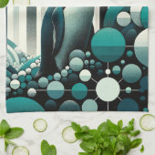 Aquamarin türkisfarbener Pinguin im Art-Déco-Stil Geschirrtuch (Gefaltet)