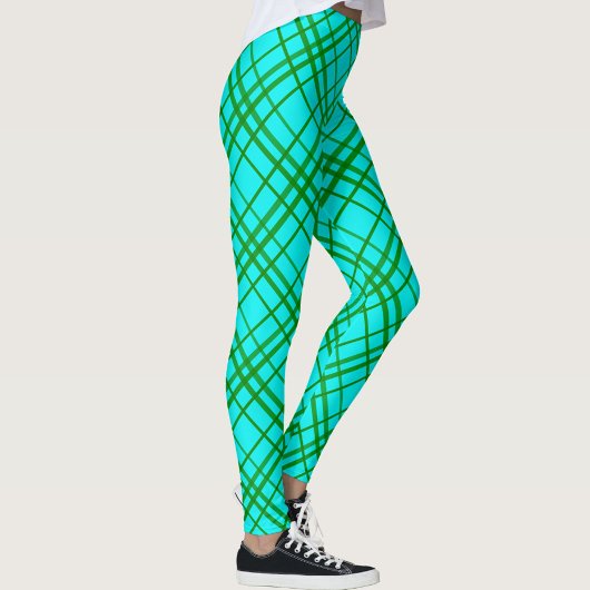Aquamarin türkisfarbenes Tartan Kariertes Muster Leggings