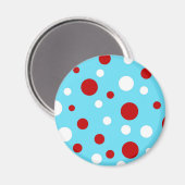 Aquamarin türkisfarbenes, weißes Polka Dots-Muster Magnet (Vorderseite/Rückseite)