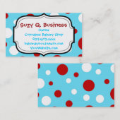 Aquamarin türkisfarbenes, weißes Polka Dots Muster Visitenkarte (Vorne/Hinten)