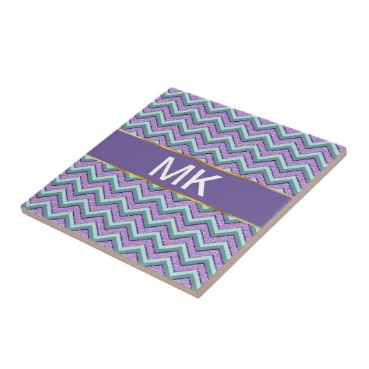 Aquamarin und Amethyst ZigZag Fliese (Seite)