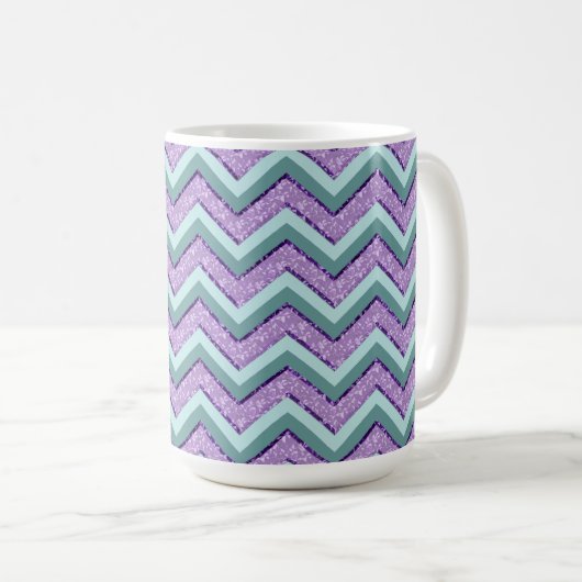Aquamarin und Amethyst ZigZag Kaffeetasse (VorderseiteRechts)