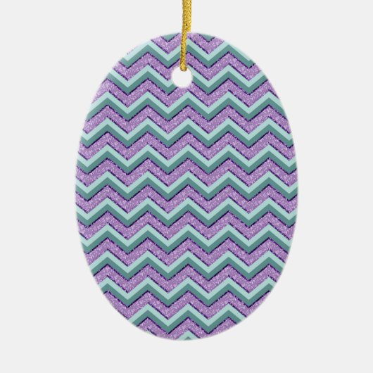 Aquamarin und Amethyst ZigZag Keramik Ornament (Vorne)