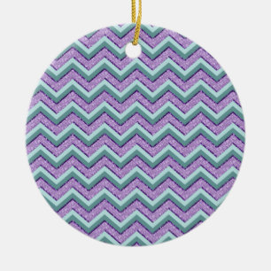 Aquamarin und Amethyst ZigZag Keramik Ornament