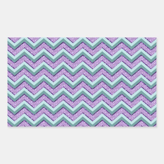 Aquamarin und Amethyst ZigZag Rechteckiger Aufkleber (Vorderseite)
