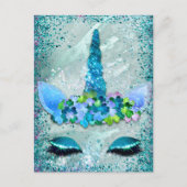 Aquamarin und Aqua Sparkling Unicorn Postkarte (Vorderseite)