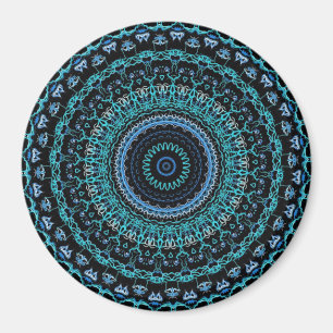 Aquamarin und Black Mandala Magnet