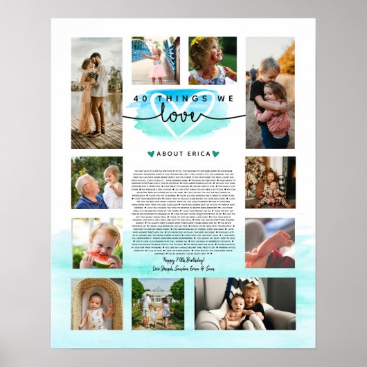 aquamarin und blau Aquarell 40 Gründe, warum wir S Poster (Vorne)