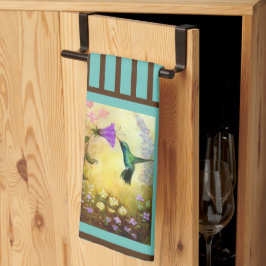 Aquamarin und braun gestreift Hummingbirds Küchent Geschirrtuch