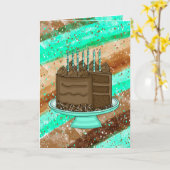 Aquamarin und braun gezeichnet Geburtstag glücklic Karte (Gelbe Blume)