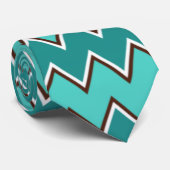 Aquamarin und braun Zickzack Krawatte (Gerollt)