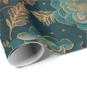 Aquamarin- und Bronze-Papier Geschenkpapier (Rolleneckpunkt)