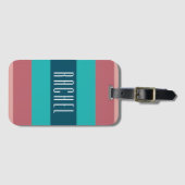 Aquamarin und Burgund Mit Monogramm Gepäckanhänger (Vorderseite (Horizontal))