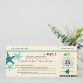 Aquamarin und Buttercreme Nicaragua Boarding Pass Einladung (Stehend Vorderseite)