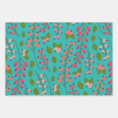 Aquamarin und Coral Berry Pattern Geschenkpapier Set (Vorderseite 3)