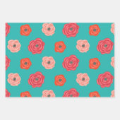 Aquamarin und Coral Berry Pattern Geschenkpapier Set (Vorderseite 2)