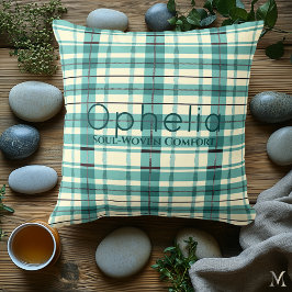 Aquamarin und Creme Kariert | Custom Cosy Tartan A Kissen