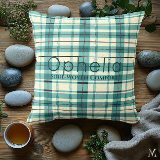 Aquamarin und Creme Kariert | Custom Cosy Tartan A Kissen