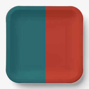 Aquamarin und gebrannt Orange Pappteller
