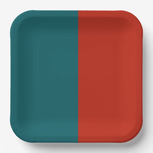 Aquamarin und gebrannt Orange Pappteller (Vorderseite)