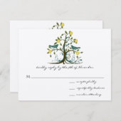 Aquamarin- und gelbschwingende Wirbelsäulenverheir RSVP Karte (Vorne/Hinten)