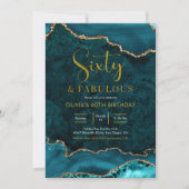 Aquamarin und gold Agate 60. und fabelhafte Einlad Einladung (Vorderseite)
