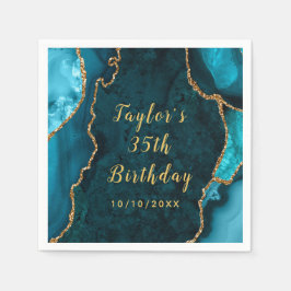 Aquamarin und Gold Agate Marble Geburtstag Serviette