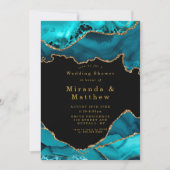 Aquamarin und Gold Agate Stone Polterabend lädt ei (Vorderseite)