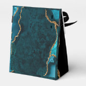 Aquamarin und Gold Agate Wedding Vielen Dank Geschenkschachtel (Rückseite)