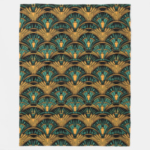 Aquamarin und Gold Art Deco Fleecedecke