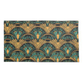 Aquamarin und Gold Art Deco Kissenbezug (Rückseite-Links)