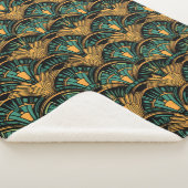 Aquamarin und Gold Art Deco Sherpadecke (3/4)