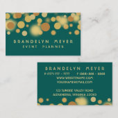 Aquamarin und Gold Bokeh punktiert Geschäfts-Karte Visitenkarte (Vorne/Hinten)