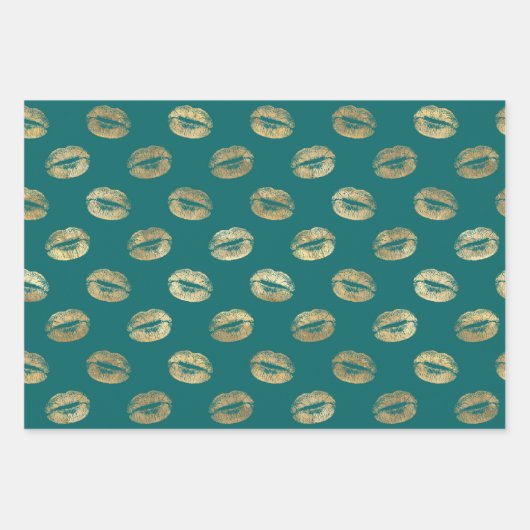 Aquamarin und Gold Geschenkpapier Set (Vorderseite 3)