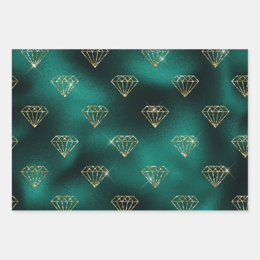 Aquamarin und Gold Geschenkpapier Set (Vorderseite)