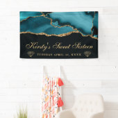 Aquamarin und Gold Glitzer Agate 16 . Geburtstag Banner (Insitu)