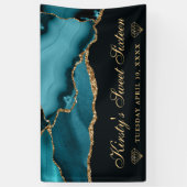 Aquamarin und Gold Glitzer Agate 16 . Geburtstag Banner (Vertikal)