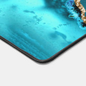 Aquamarin- und Gold-Glitzer-Gatter mit Aquamariner Schreibtischunterlage (Ecke)