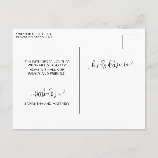 Aquamarin und Gold, Got Verlobt Confetti, Verlobun Ankündigungspostkarte (Rückseite)