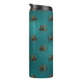 Aquamarin und Gold Heraldic Griffon Thermosbecher (Nach rechts gedreht)