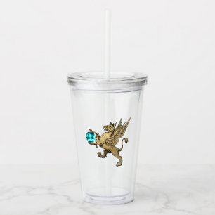 Aquamarin und Gold Heraldic Griffon und Aquamarine Acryltrinkbecher