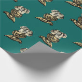 Aquamarin und Gold Heraldic Knight Geschenkpapier (Ecke)