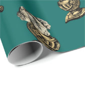 Aquamarin und Gold Heraldic Knight Geschenkpapier (Rolleneckpunkt)